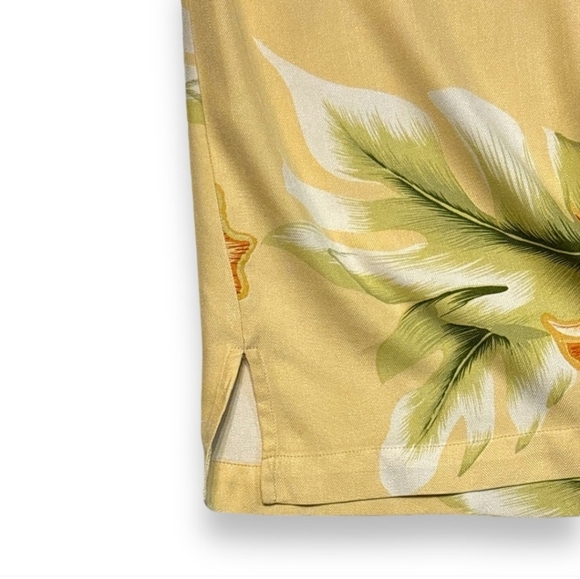 HONOLULU LULU Yellow Floral Print Short Sleeve Hawaiian Shirt 100% silk - Picture 3 of 6